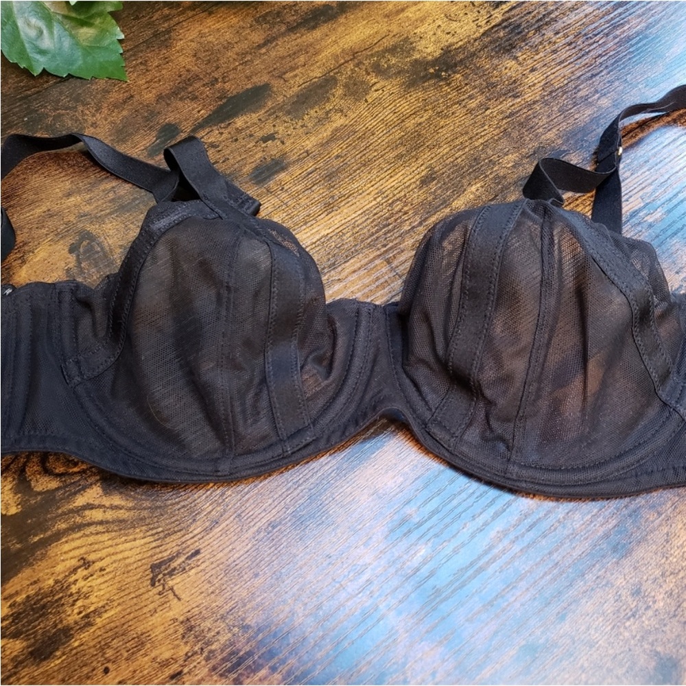 Victoria's Secret 34D balconette Very Sexy sheer underwire Black Sheer Bra